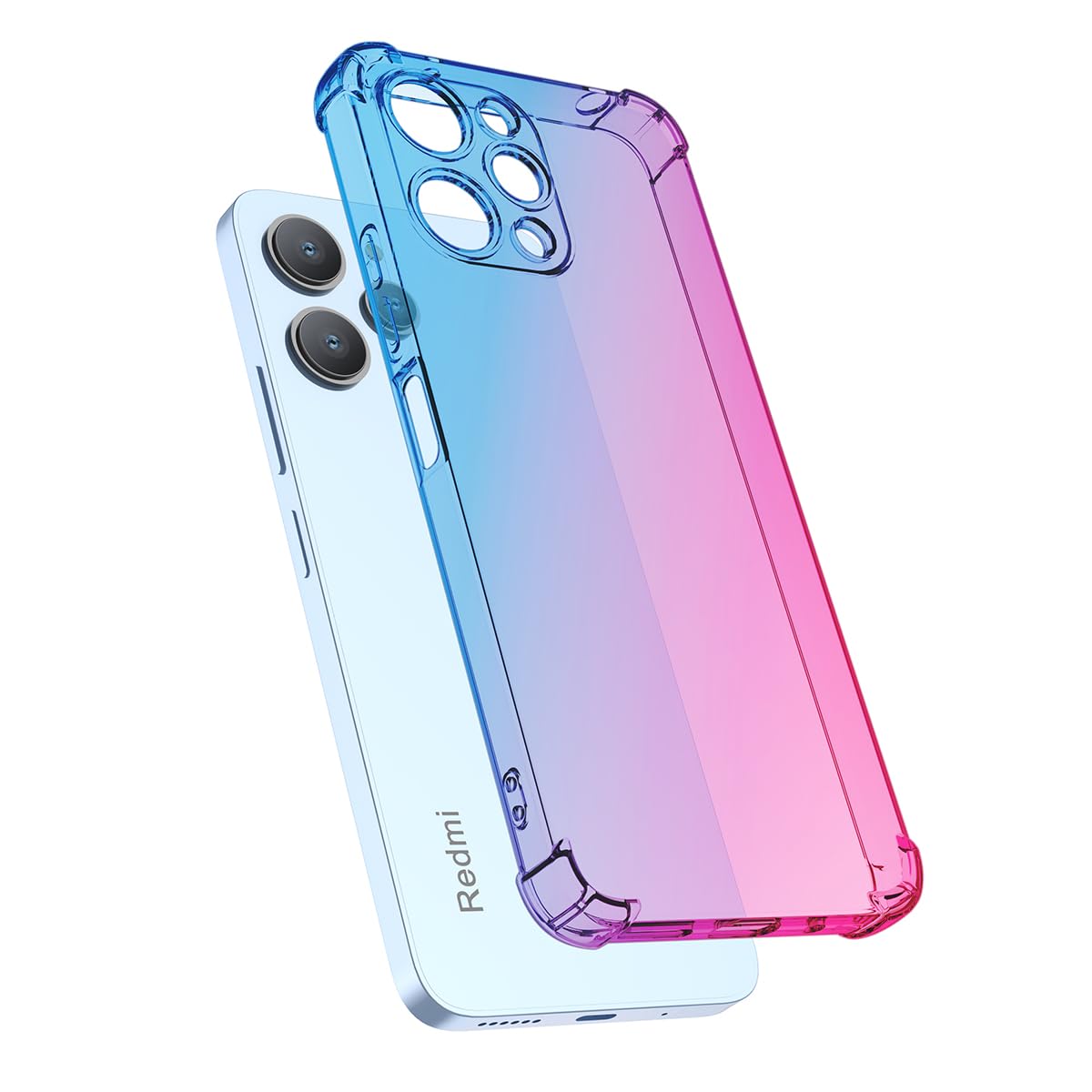 DABUNA Funda para Mi Xiaomi Redmi 12 Case Uso Rudo,Transparente Colores Degradados Protectora de Cámara Anticaída Carcasa Bumper(Púrpura Azul)
