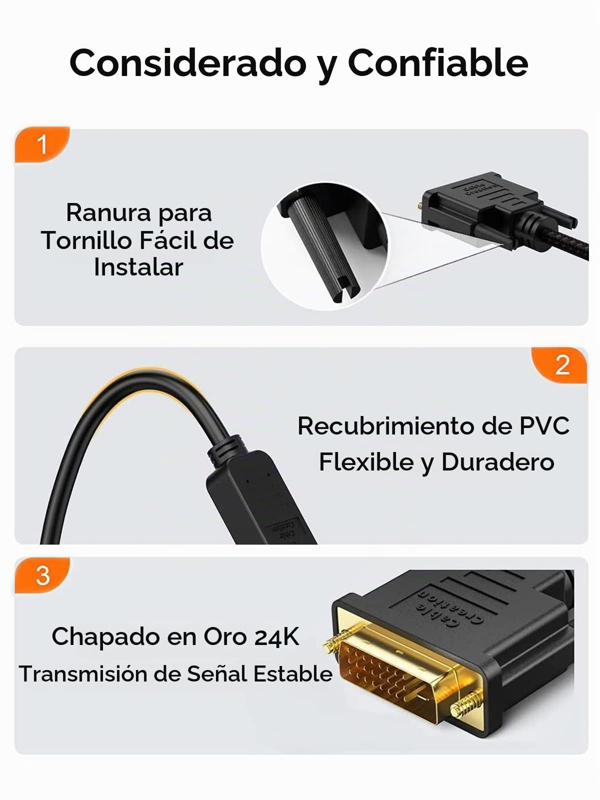 Cable HDMI a DVI CableCreation 0,15 Metros Adaptador 24+1