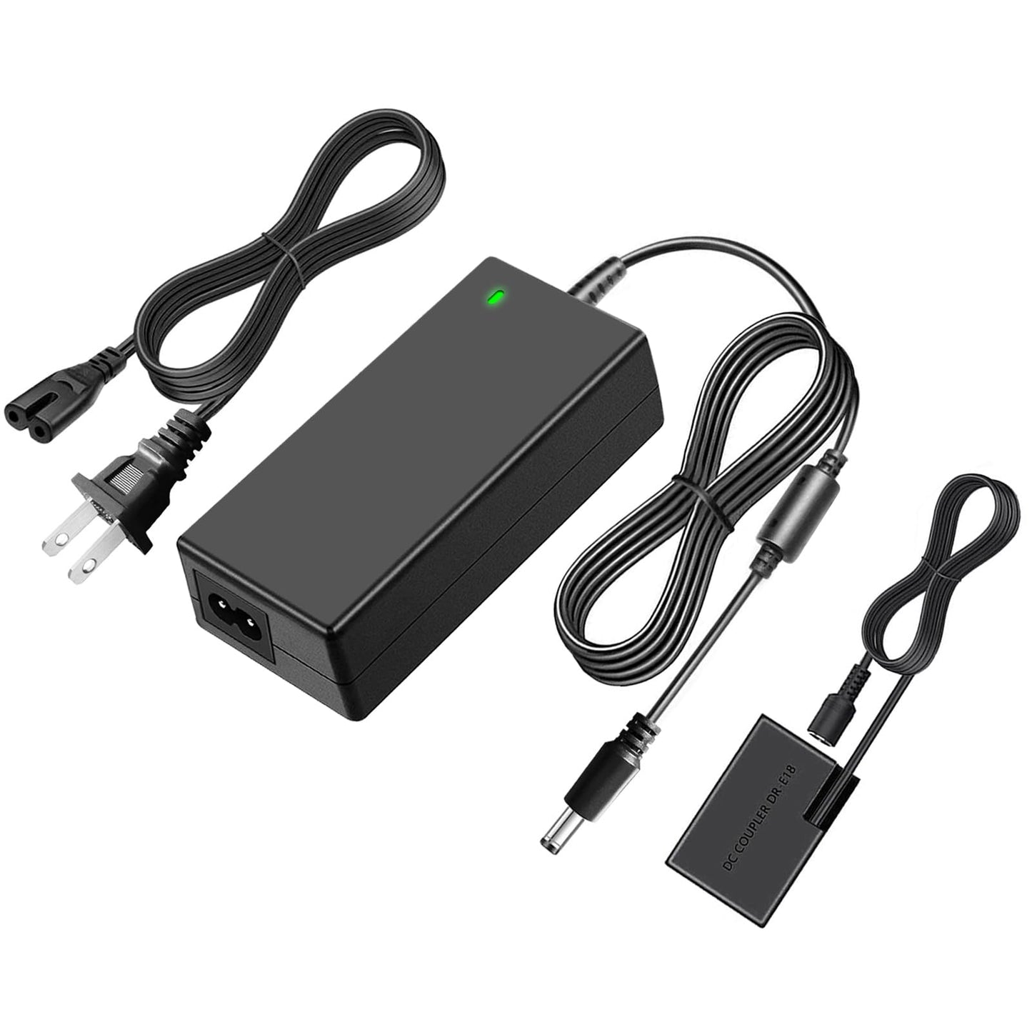 TKDY ACK-E18 AC Power Adapter Suppply DR-E18 DC Coupler Charger Kit for Canon EOS Rebel T6i T6s T7i T8i SL2 SL3 750D 760D 800D 850D 77D 200D 250D Kiss X8i X9i X10i 8000D 9000D RP Cameras.