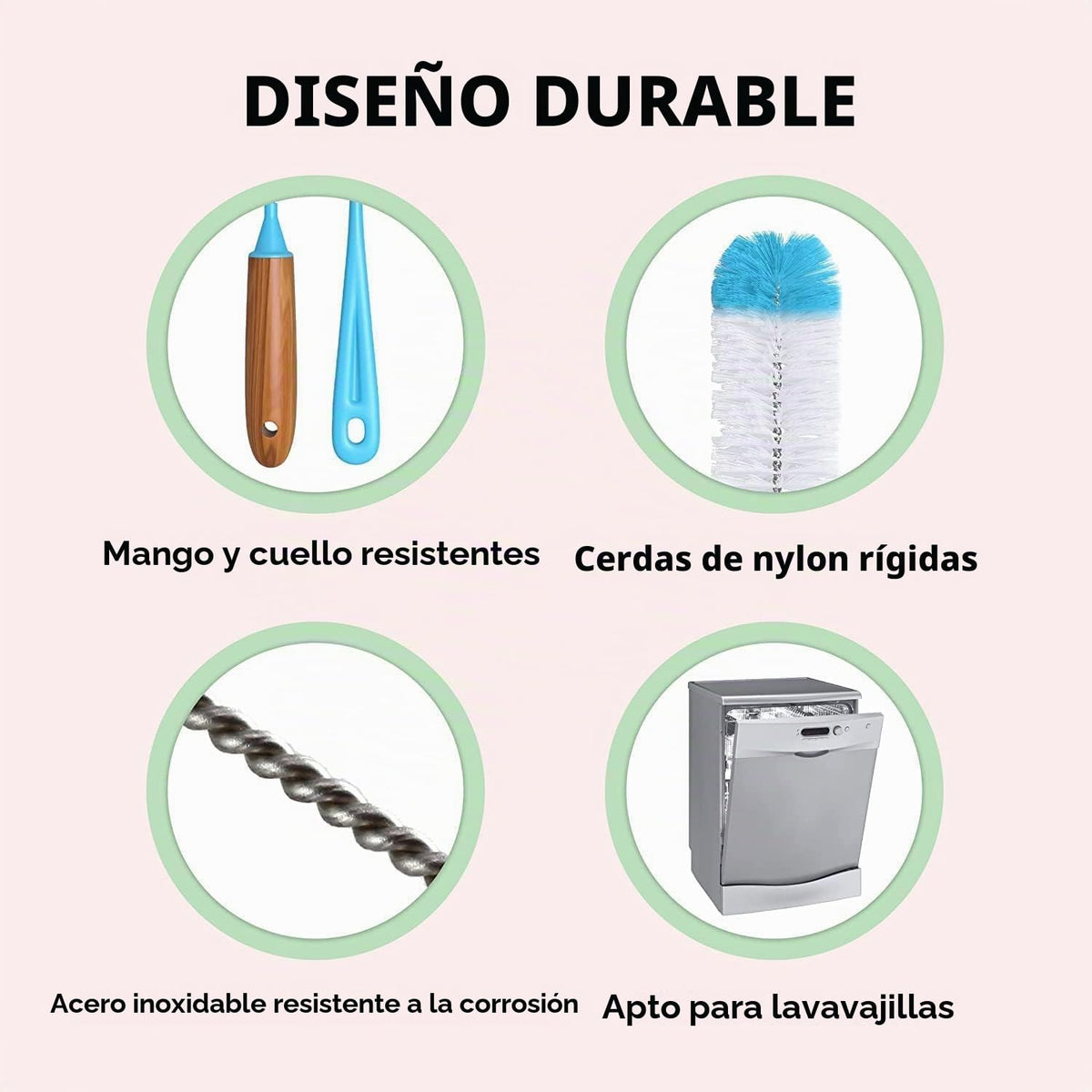 Turbo - Juego de 5 cepillos para botellas de microfibra, para limpiar biberones, botellas de agua, vasos, decantadores de vino, frasco, bong, limpiador de jarrones, un cepillo para polvo limpiador de