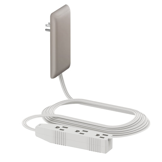 LIDER Extensor de salida de cara plana con 3 receptáculos, enchufe ultrafino de placa de pared con extensor de cable y tira de alimentación de 3 tomas, cable de 8 pies, LWE8-315-NK, listado ETL