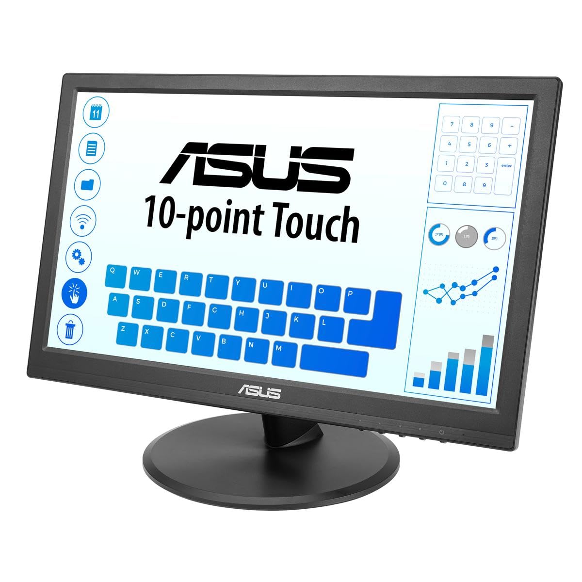 Asus Monitor táctil VT168HR, 15.6 pulgadas, 1366 x 768, táctil de 10 puntos, HDMI, sin parpadeo, Low Blue Light, montaje en pared, tecnología Eye Care