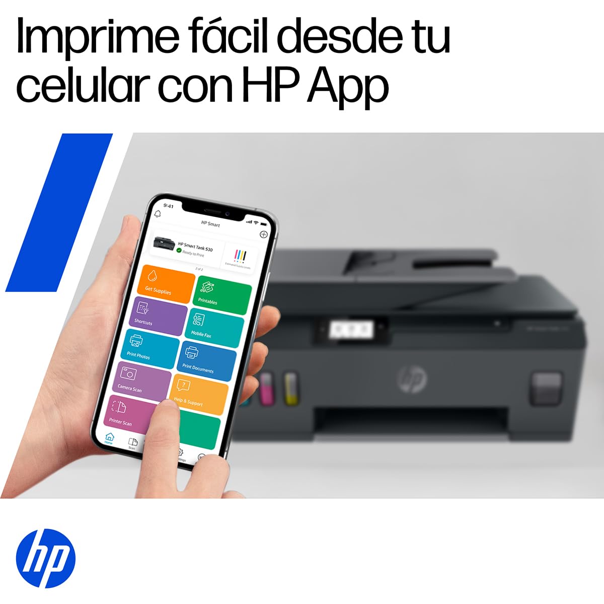 HP Impresora Multifuncional Smart Tank 530, Tinta Continua, Color, Wi-Fi, Dúplex (Doble Cara) Manual, ADF Alimentador Automático, Imprime Smart App, Impresión, Escaneo, Copiado (4SB24A)