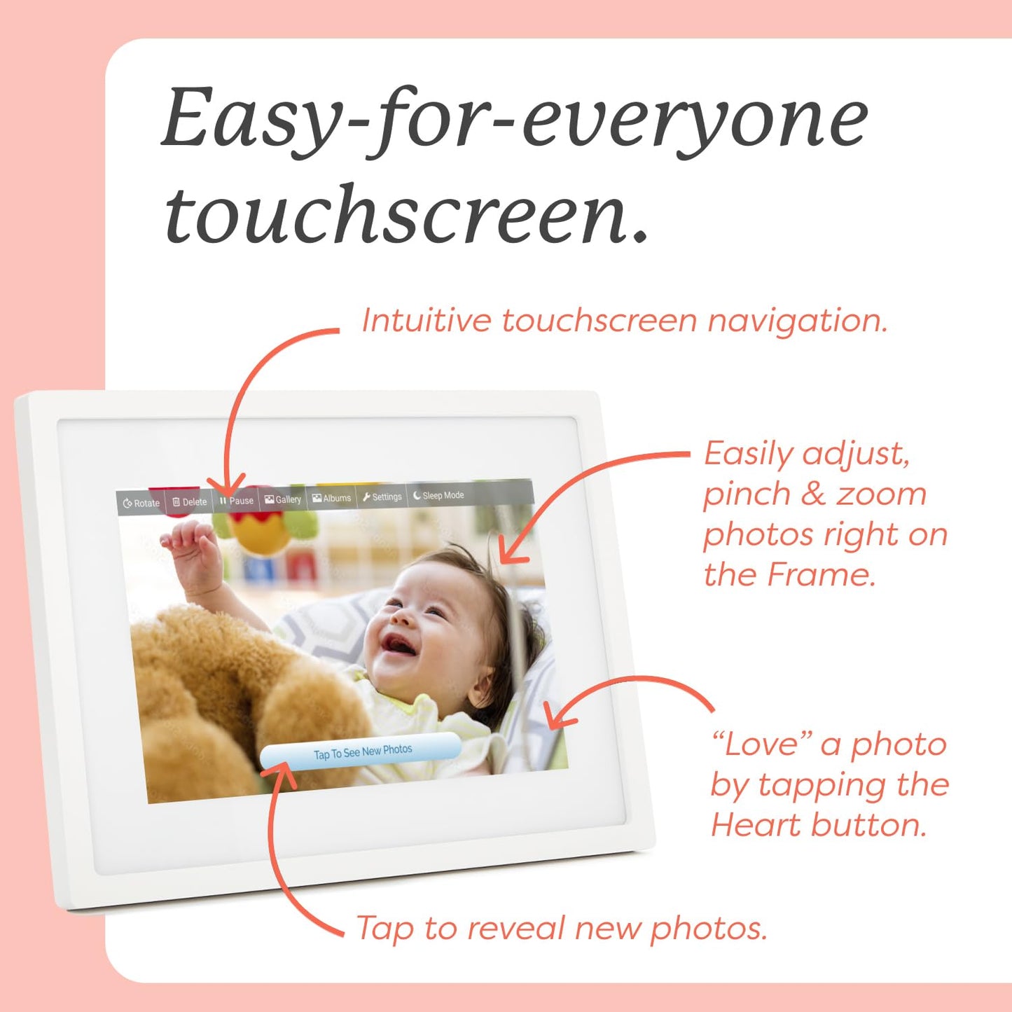 Marco De Fotos Digital Skylight Negro con WiFi y Pantalla Táctil