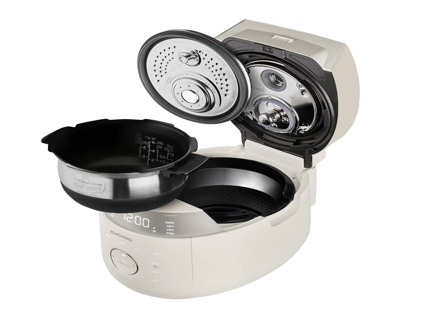 CUCKOO CRP-LHTR1009FW 10 tazas (sin cocinar) / 20 tazas (cocidas) Arrocera a doble presión con olla interior antiadherente, 16 modos de menú, 3 guía de voz, limpieza automática (blanco)