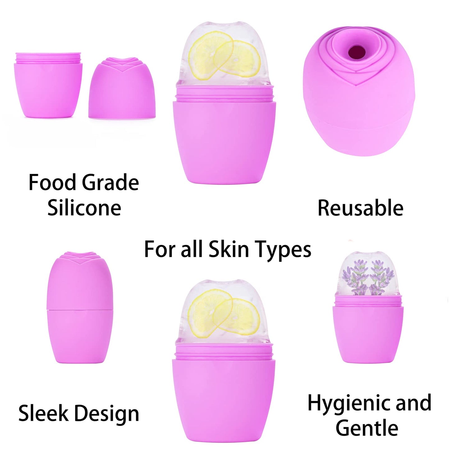 Evmliy - Rodillo de hielo de silicona de grado alimenticio para tonificar la piel, rodillo de hielo reutilizable para aliviar la hinchazón de la cara y los ojos, molde de rodillo de hielo para cara y cuello, rodillo facial para eliminar líneas finas, hinc