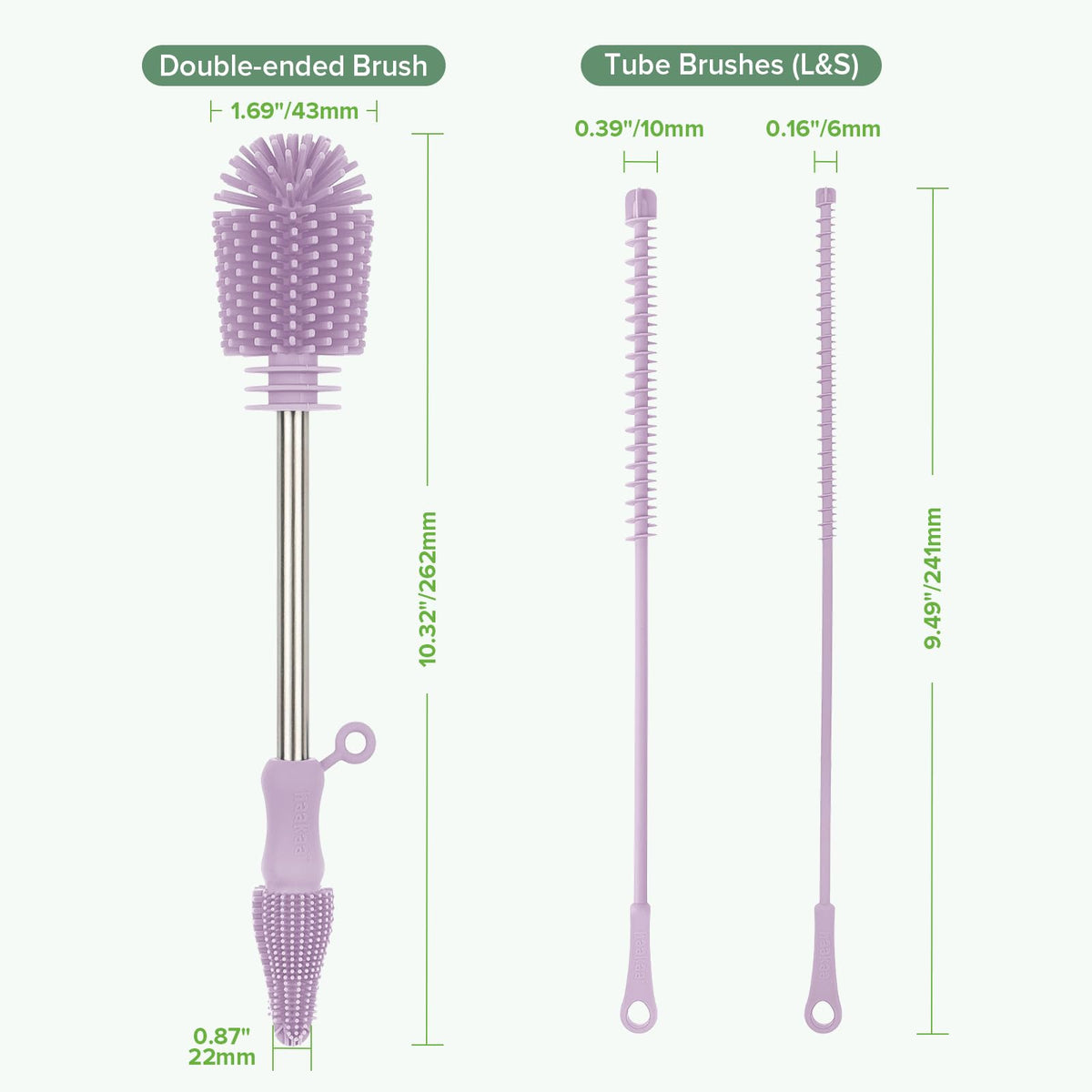 Haakaa - Kit de cepillo para polvo de limpieza de silicona, lavanda