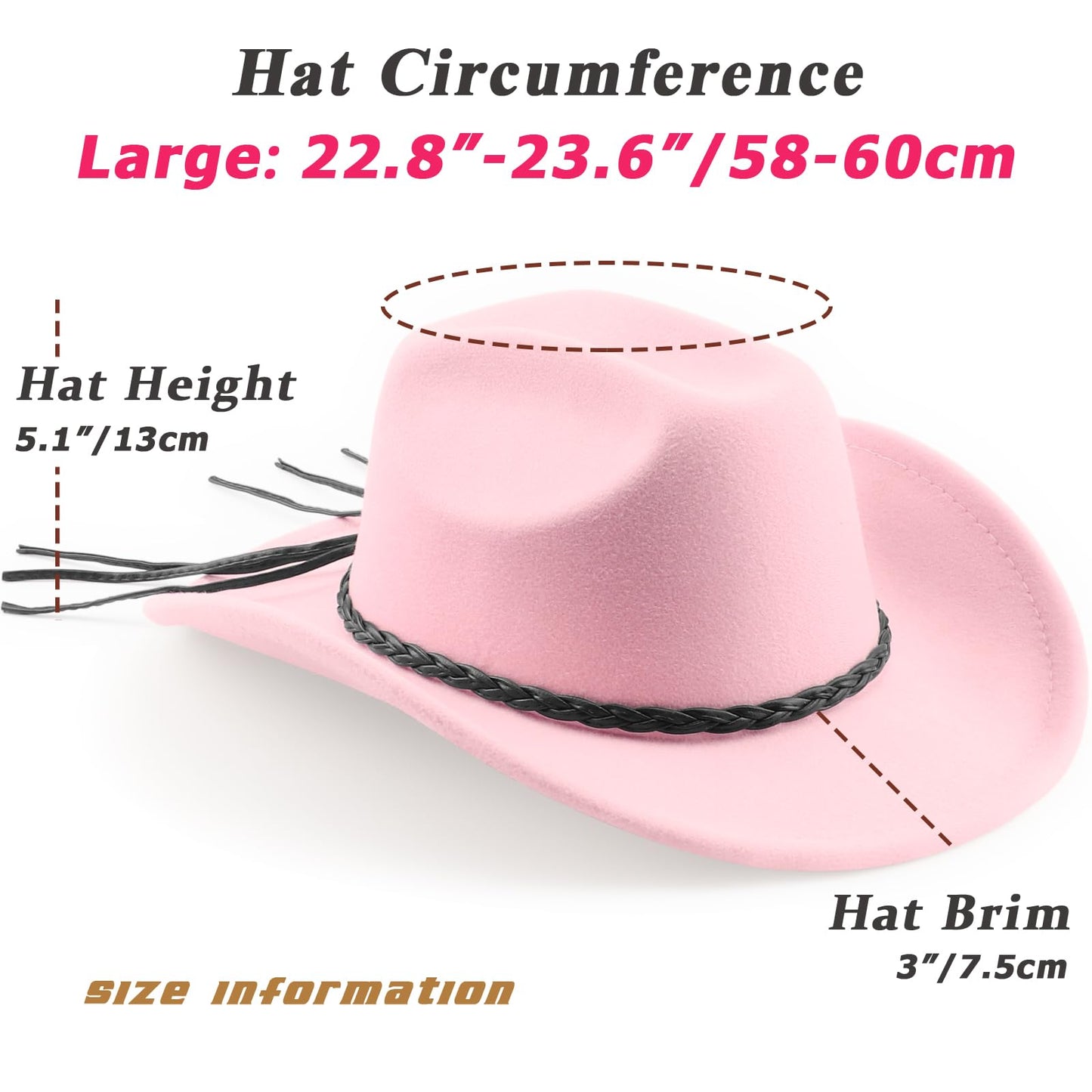 DRESHOW Sombrero vaquero occidental para hombre y mujer, sombrero vaquero/vaquera para exteriores, sombrero fedora retro de fieltro de ala ancha, gorras enrolladas unisex