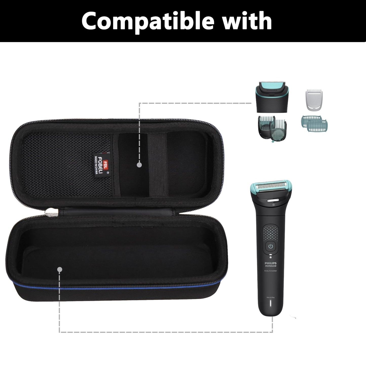 FBLFOBELI - Carcasa rígida de EVA para Philips Norelco Bodygroom Series 7000 para cortadora y afeitadora de cuerpo y manscaping BG7030/49 (solo funda)