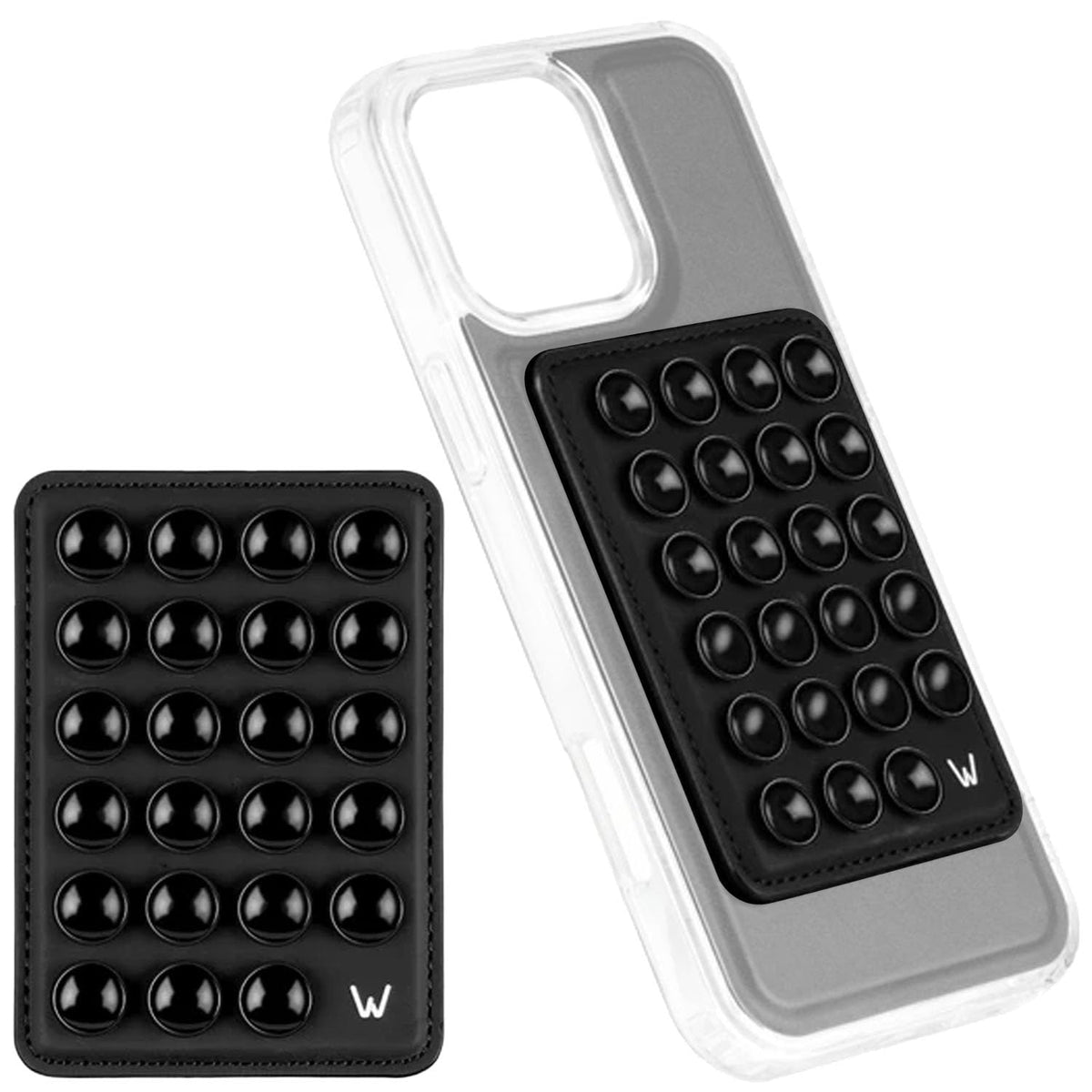 Soporte para Teléfono Walli Negro con Ventosa Fuerte de Silicona para iPhone y Uso Manos Libres