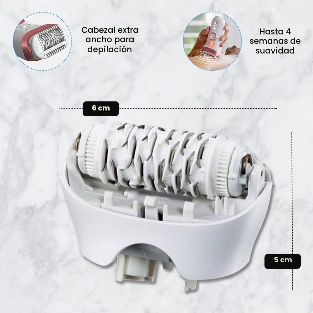 Anakel Home Repuesto Cabezal Depilación 81533164 Compatible con Braun Depiladora Silkepil 7, Silkepil 9, Xpressive y SensoSmart, Cabezal Extra Ancho, Color Blanco