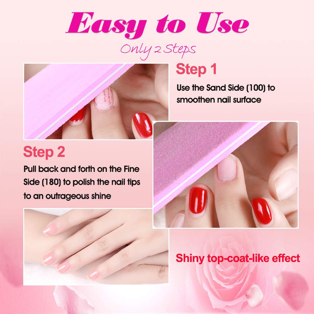 BlinkingNails Nail Buffers of Sponge Nail File Double Sides Design 100/180 Grit, Tampón de Uñas, Lima de Uñas Esponjosa de doble cara, diseño de grano 100/180, Nail Buffer for Acrylic Nails, Tampón Acrílico para Uñas, Pulidor de Uñas Para Uñas Acrílicas,