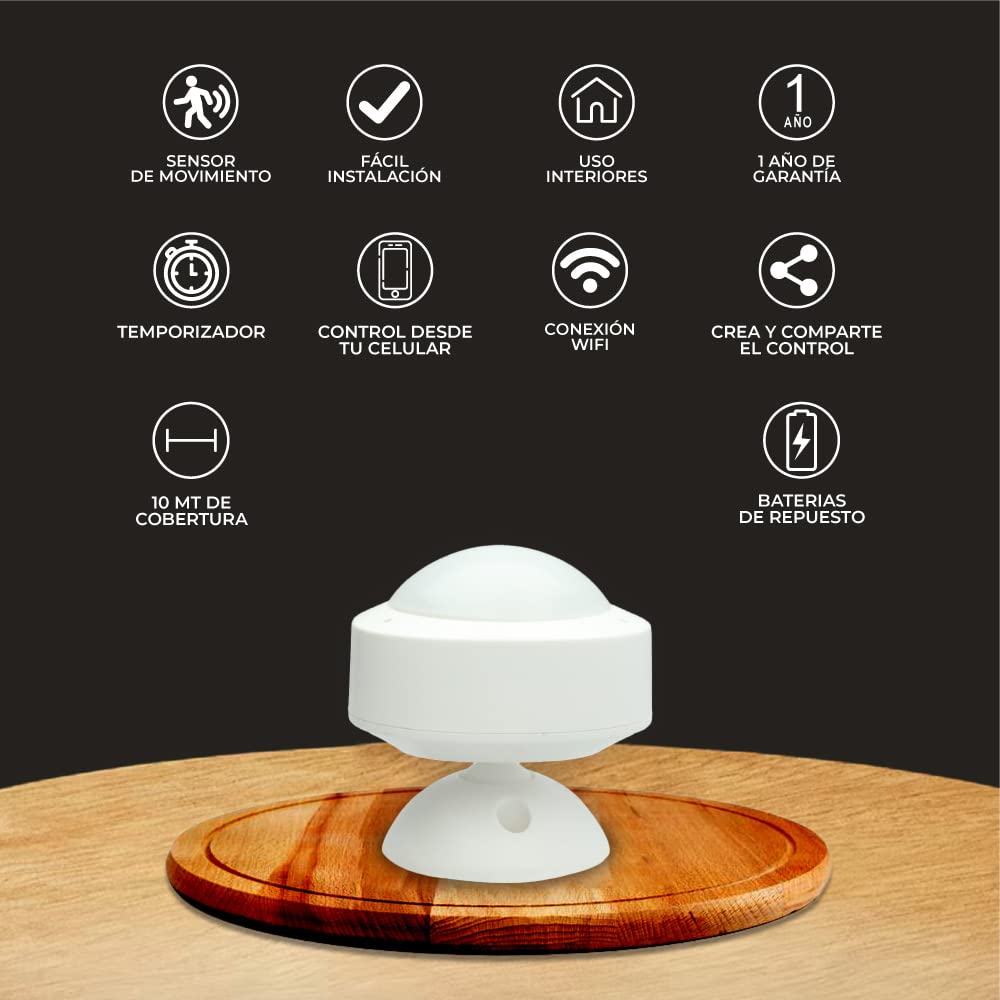 Sensor Inteligente Wifi Tecnolite Connect Blanco con Cobertura 10 Metros Compatible con Alexa y Google Home
