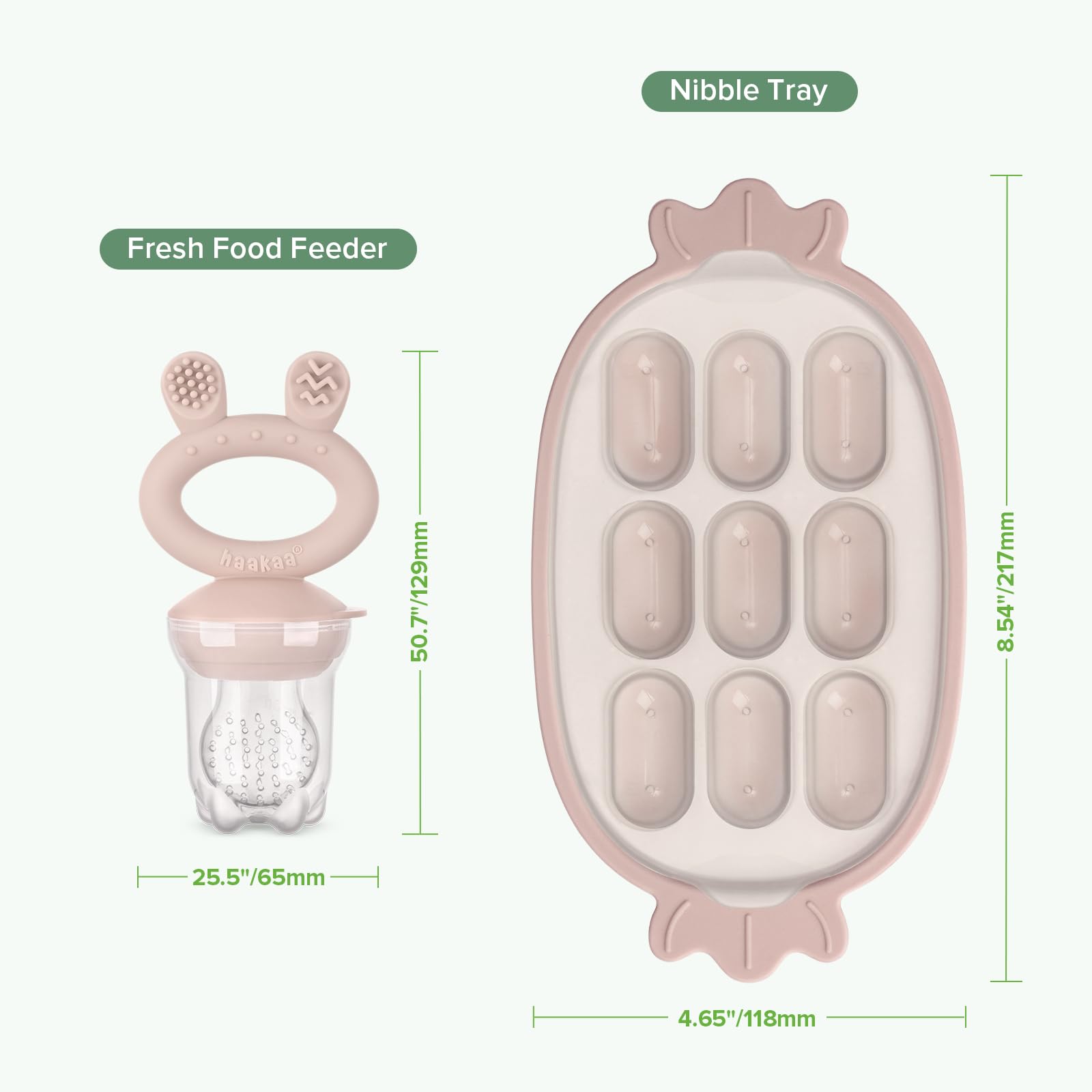 Alimentador de alimentos frescos y bandeja de silicona para mordeduras, color rubor