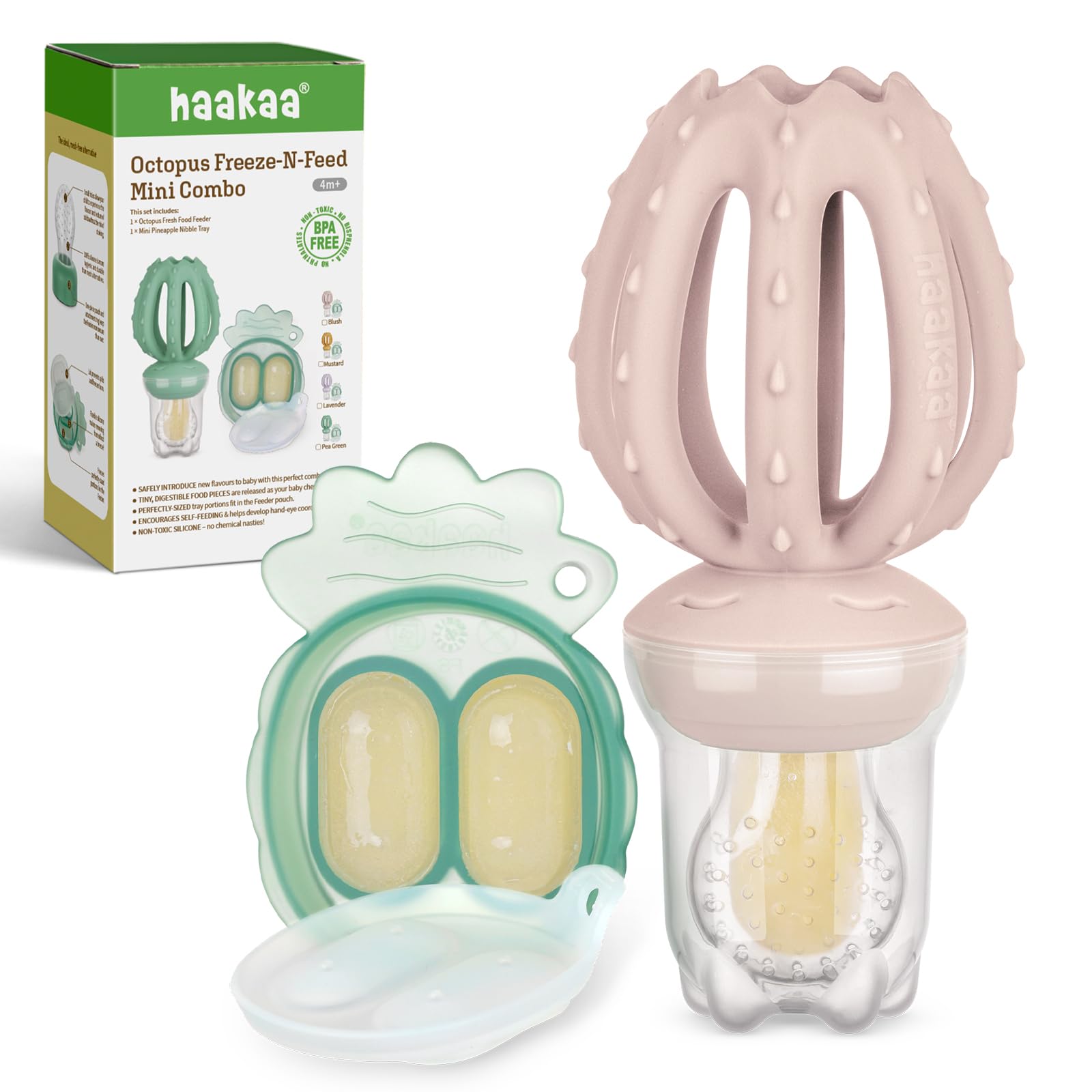 Haakaa - Comedero de frutas para bebés y mini congelador para congelador, moldes para paletas de leche materna para alivio de enfriamiento, alimentador de silicona sin BPA para alimentación segura del