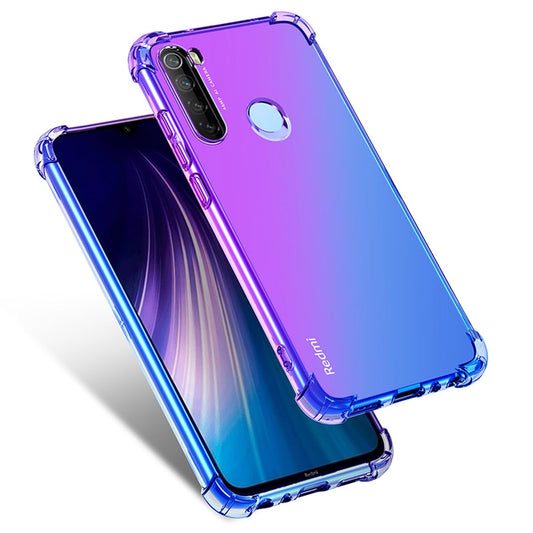 DABUNA Funda para Redmi Note 8 Case Uso Rudo,Transparente Colores Degradados Protectora de Cámara Anticaída Carcasa Bumper(Púrpura Azul)