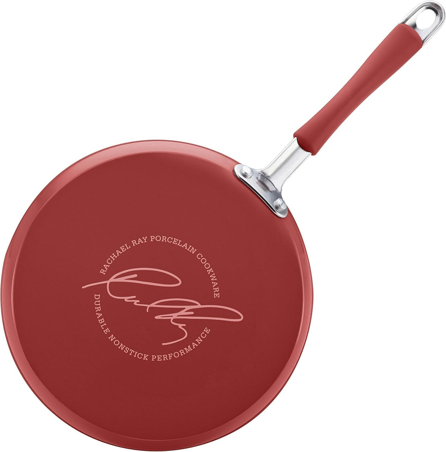 Batería de Cocina Rachael Ray Rojo Pálido Porcelana Dura Antiadhesiva 12 Piezas