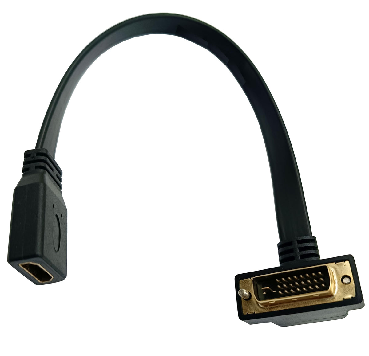 Cable Plano Haokiang DVI a HDMI Dorado 1 Pies 90 Grados