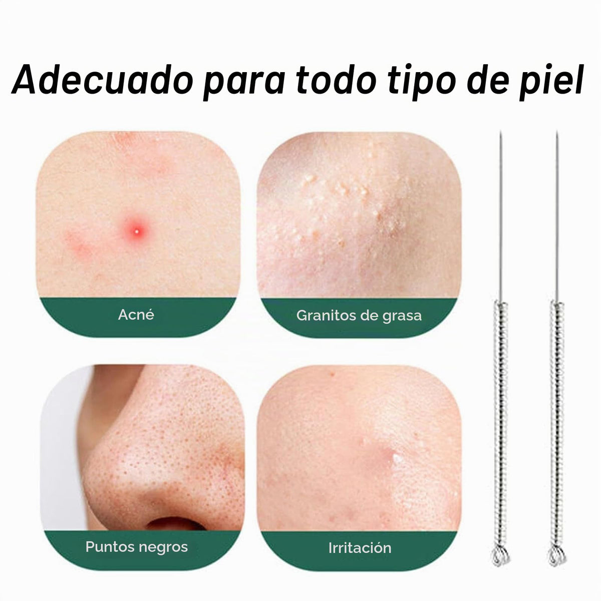 100 agujas desechables para espinillas, herramientas para eliminar manchas y manchas, comedón para eliminar manchas y manchas, piezas de herramientas de perforación de espinillas (1 unidad)