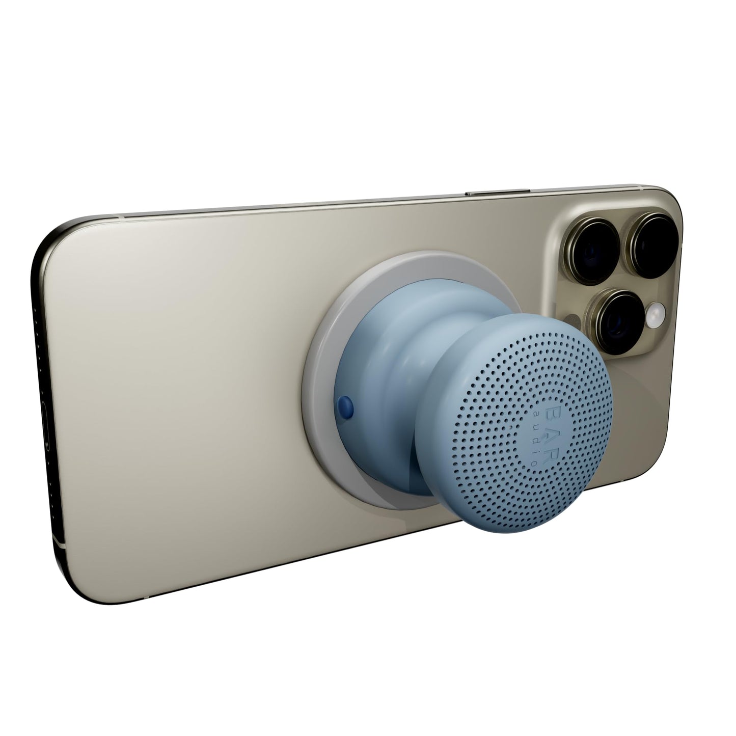 Cellhelmet Bar Audio Mini Mag Altavoz inalámbrico magnético compacto con audio potente, resistencia al agua IPX5, batería de 6 horas y montaje compatible con MagSafe en gris pizarrón y azul brillante