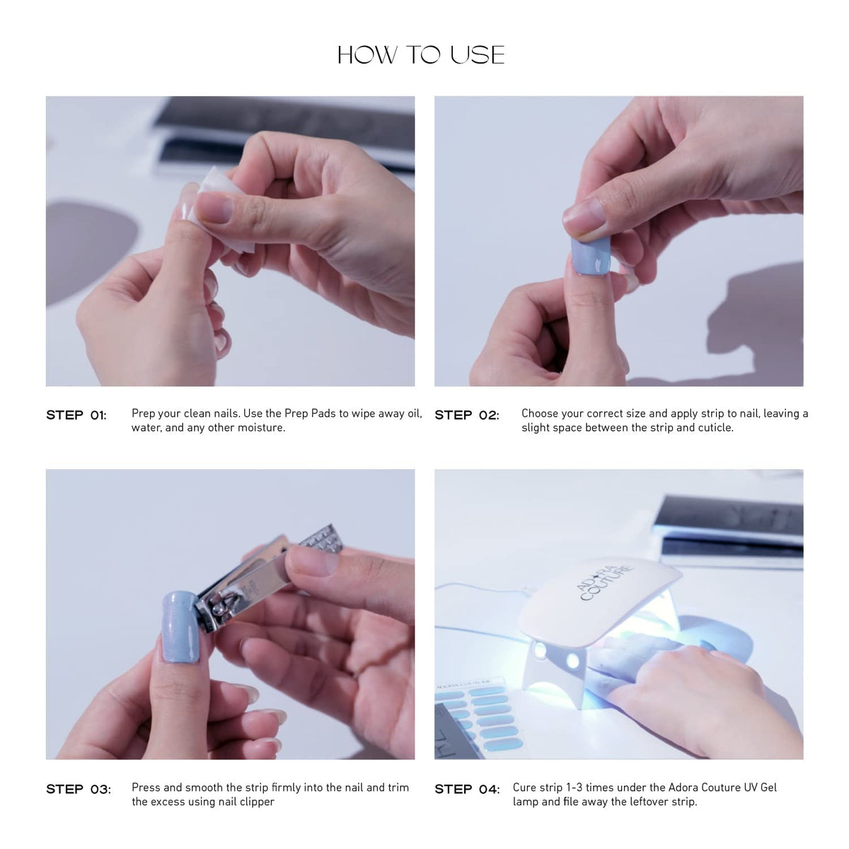Adora Couture - Tiras de uñas de gel semicuradas para pedicura, 32 tiras de gel rojo brillante y liso, color rojo brillante, para uñas de salón en casa, kit de pedicura, requiere luz UV (rojo P)