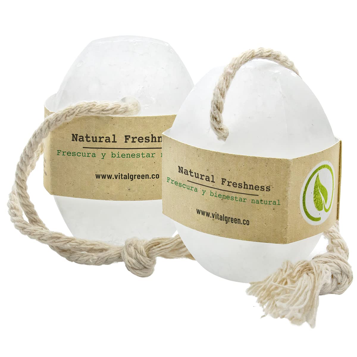 Vital Green Barra de Cristal de Alumbre de Potasio Multiusos, Desodorante Natural Tailandés, Elimina Olor, Sin Fragancia, Sin Plástico, Para Toda la Familia, 100g - 3.53 oz (2 unds)