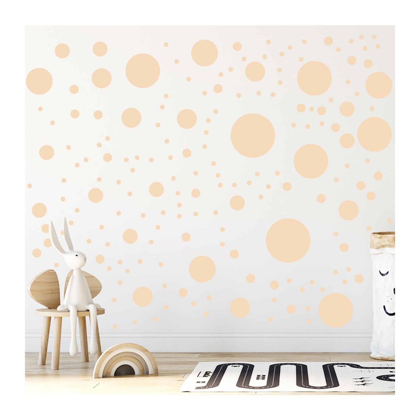StickerDeen 500+ Calcomanías surtidas de lunares circulares para pared para recámara de niños, sala de estar, aula, cuarto de juegos, decoración. Adhesivos de vinilo removibles para pared. Adhesivos