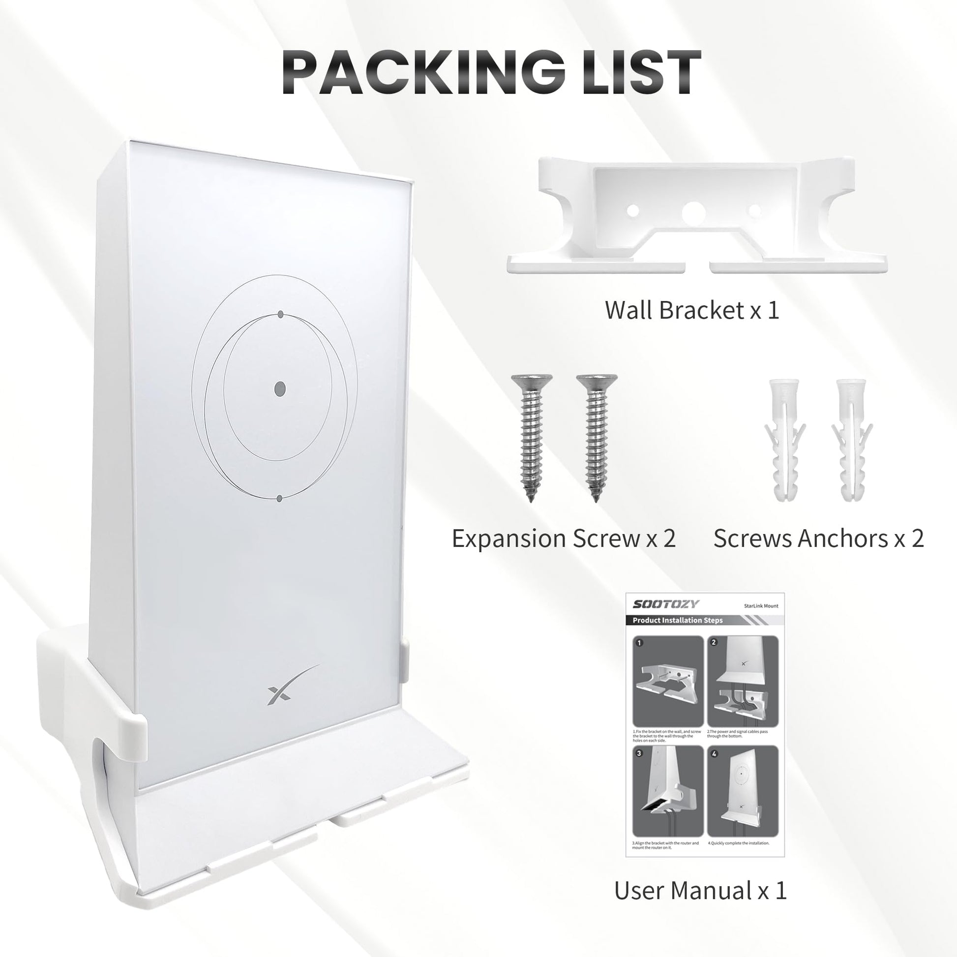Sootozy Starlink - Soporte de pared, kit de Internet Star Link para router de malla StarLink V2, normal, blanco, SWM-01