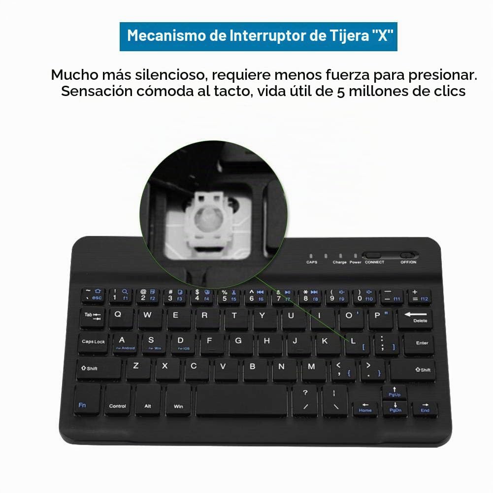 Teclado Inalámbrico Oumij Mini Blanco Ultra Delgado Recargable Universal para PC, Tablet y Laptop