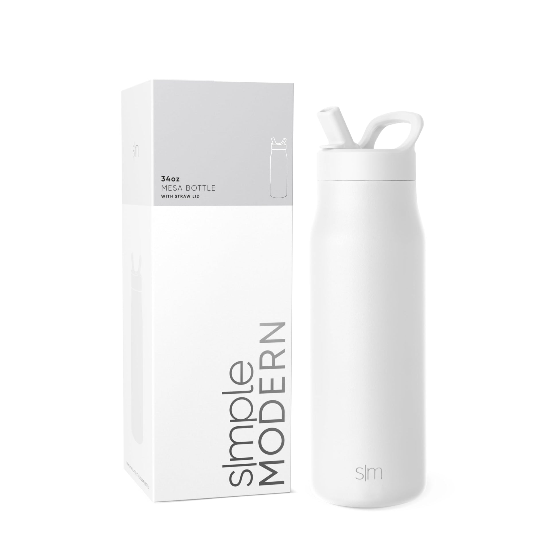 Botella de Agua Simple Modern Winter White Aislada de Acero Inoxidable 1L para Viaje y Deportes