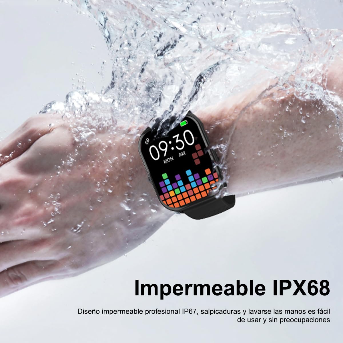 EASYTAO Smartwatch 2.01" Pantalla Grande, Reloj Inteligente Llamada Bluetooth, Impermeable IPX67, Monitor De Frecuencia Cardíaca/Oxígeno en Sangre/Presión Arterial, Micrófono Incorporado(Negro)