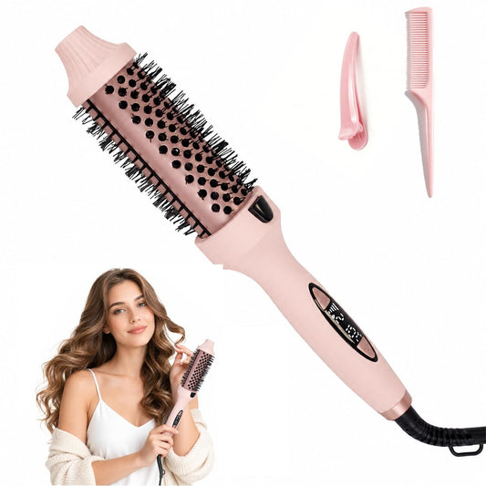 Cepillo Térmico Thermal Brush Alisador Rizador Cerámica Anti Frizz con Pantalla LED y Generador de Iones 130-210°C
