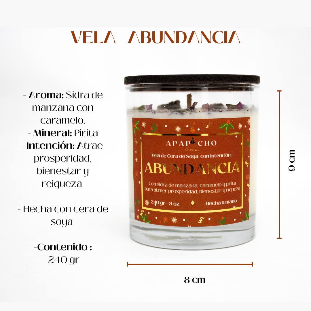 Fuwu, velas aromaticas edicion navidad de cera de soya con cuarzos naturales, velas decorativas hechas a mano con flores secas para decoracion navidad o regalos navideños Sidra de Manzana con caramelo