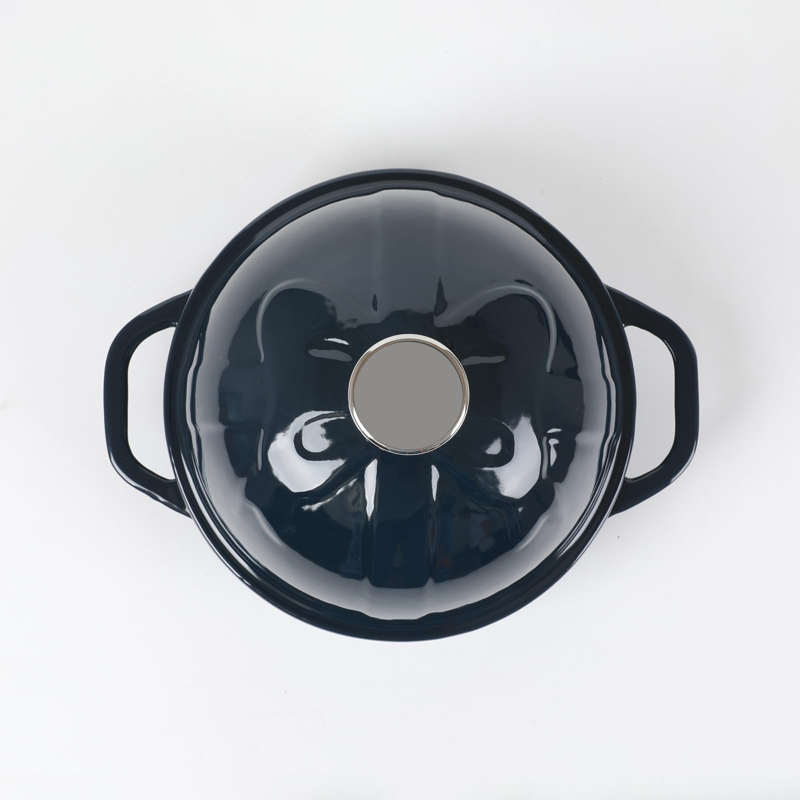 HAWOK - Cloche de pan de hierro fundido, diámetro 6.3 pulgadas/16 cm, 0.57 cuartos de galón, molde esmaltado azul marino