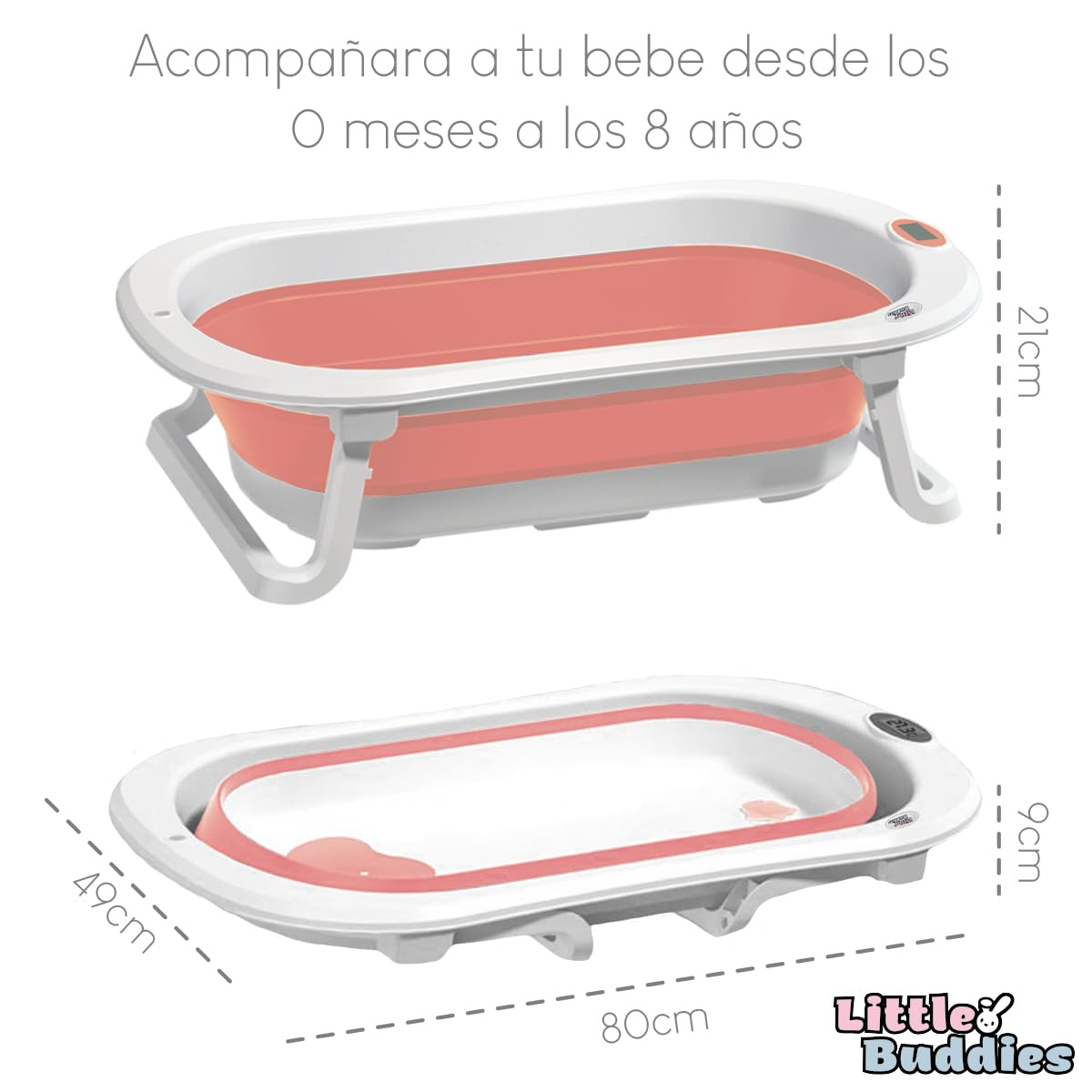 Little Buddies Bañera Tina De Baño Para Bebe Color Rosa Portátil Plegable Casa Y Viaje