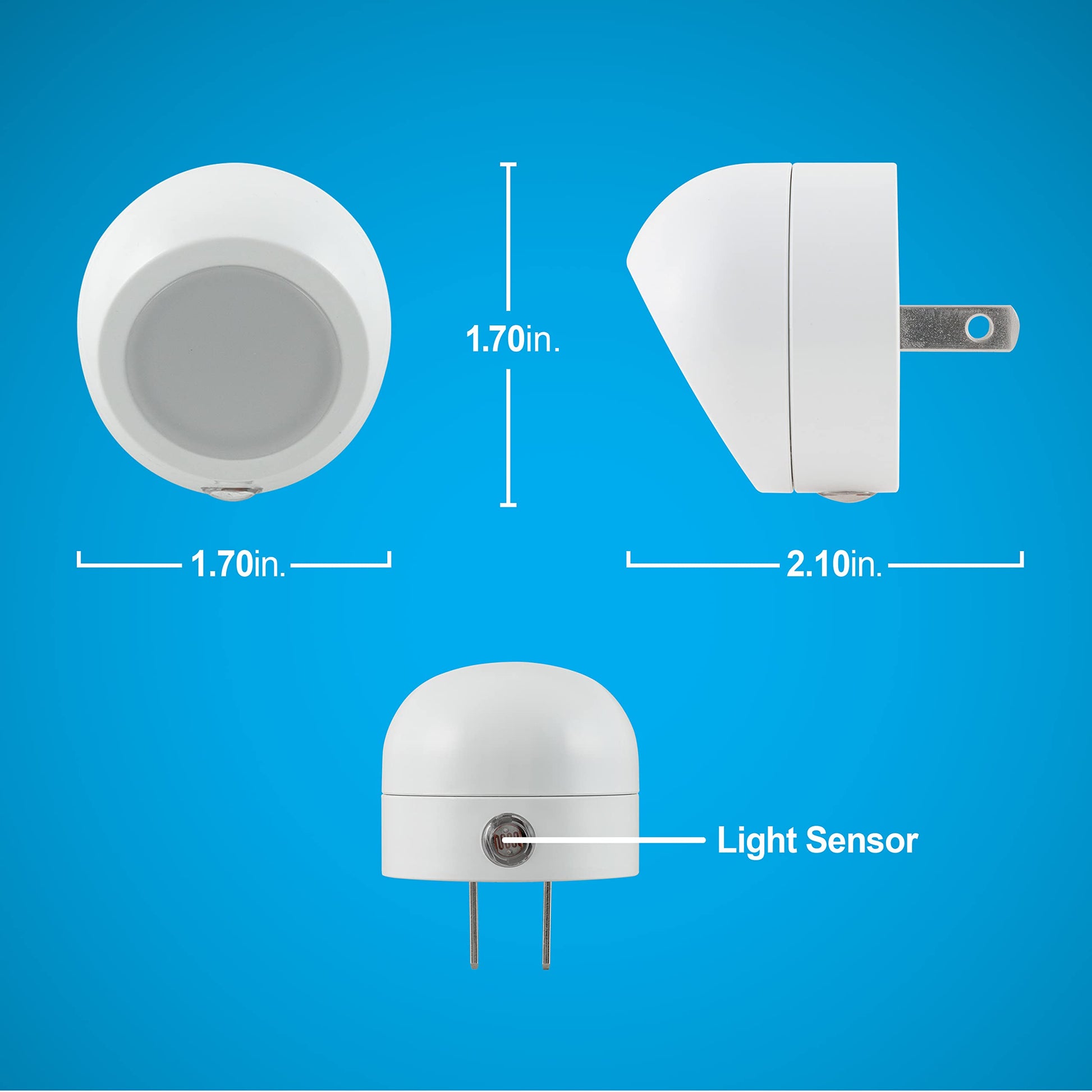 GE 30966 Luz nocturna LED con enchufe, 2 Pack- 360 Degree Light, Blanco