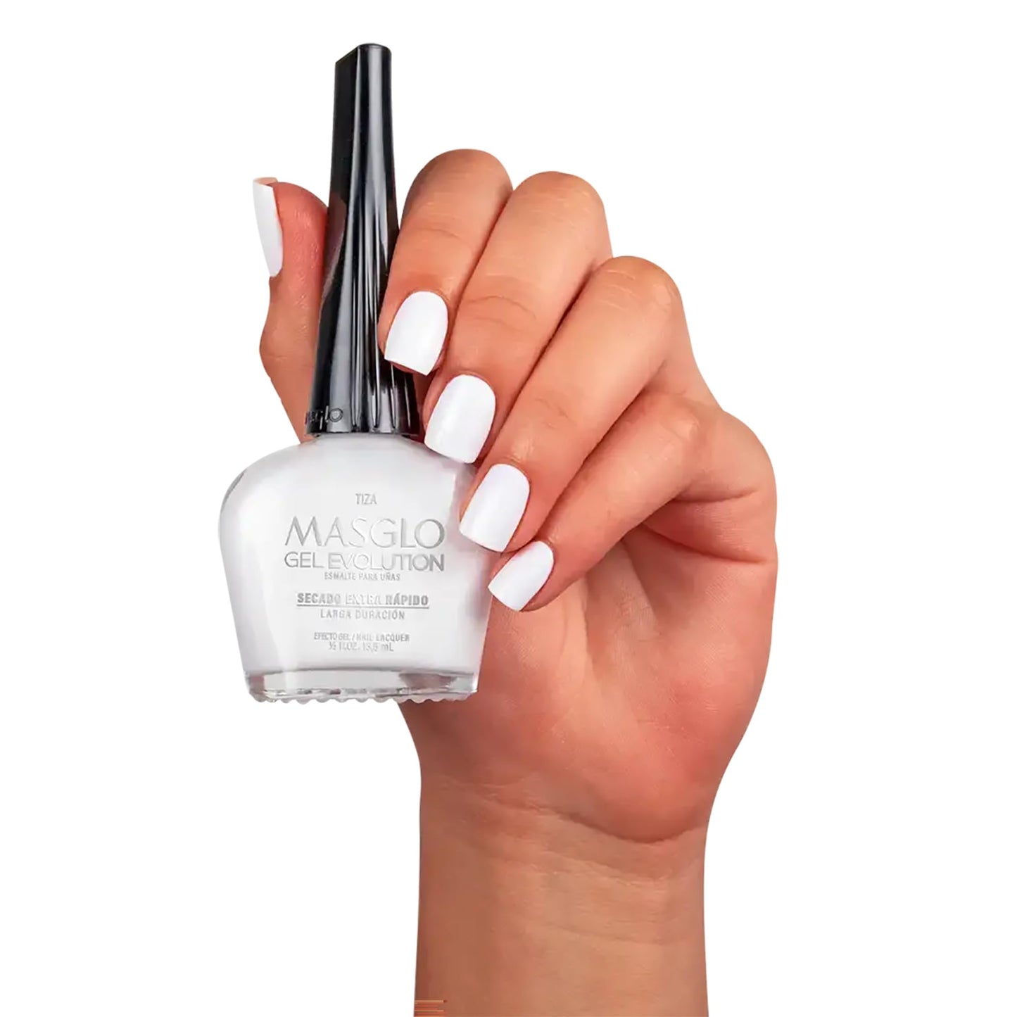 MASGLO- GEL EVOLUTION Esmalte de Uñas Efecto Gel, Sin Lámpara UV/Led, Duración Hasta 12 días, 3 uds Tonos Blanco