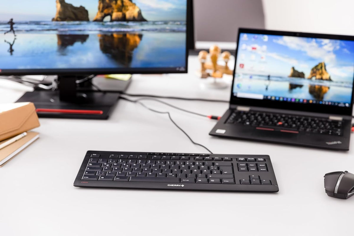 Teclado CHERRY Stream TKL Negro Silencioso con Cable USB Versión Compacta Sin Teclado Numérico Reacondicionado