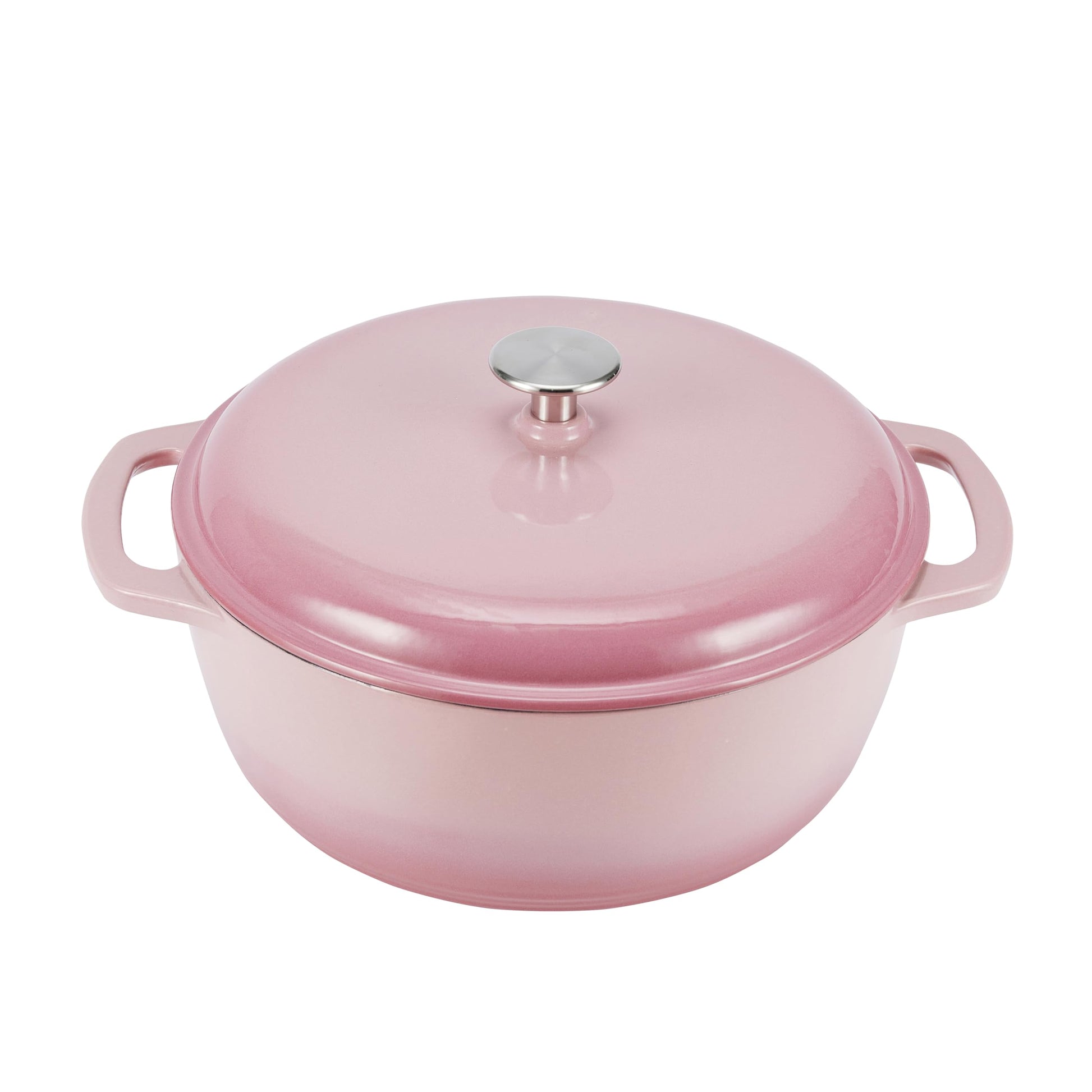 Amazon Basics - Horno holandés cubierto de hierro fundido esmaltado, 6 cuartos de galón, rosa claro