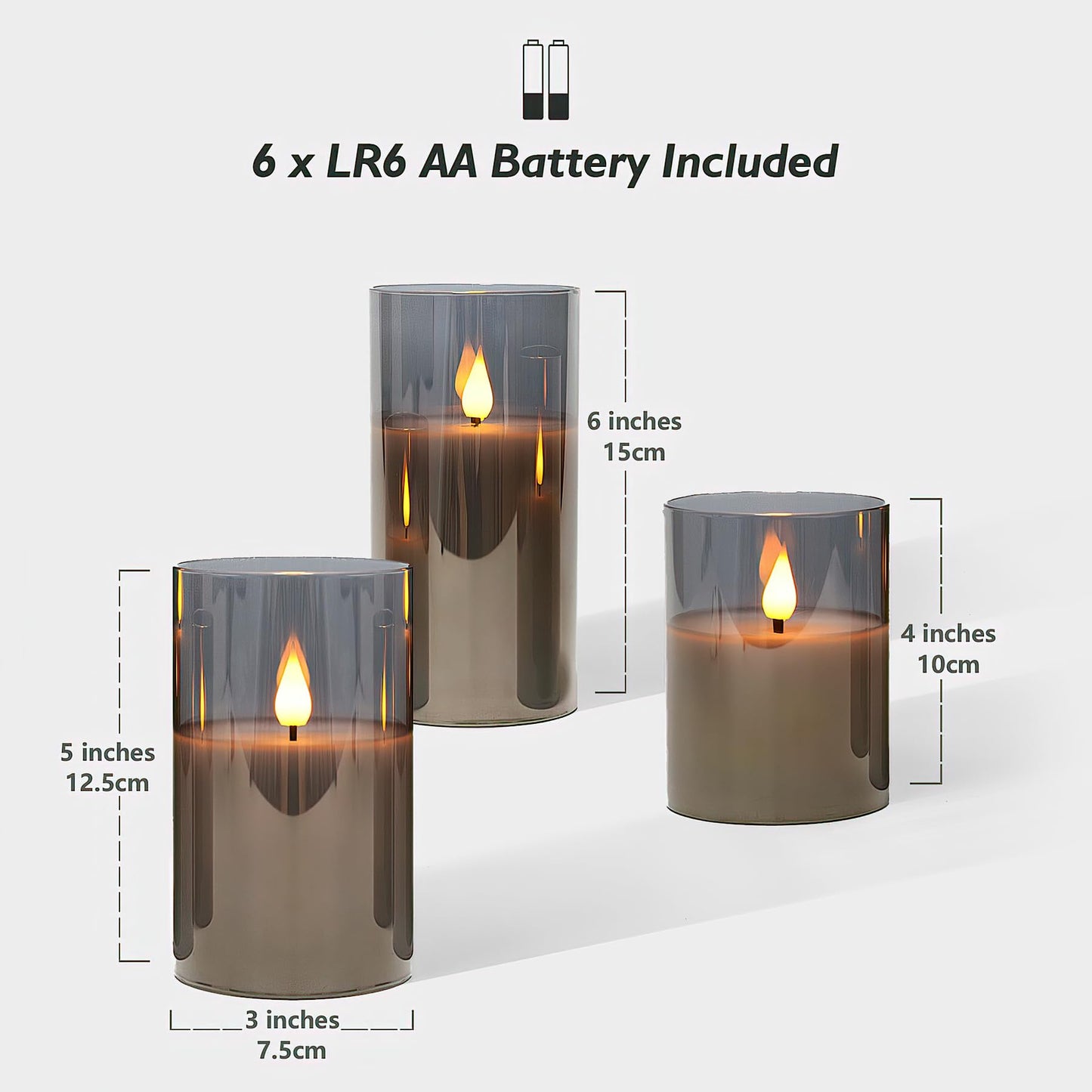 Velas led Rhytsing Gris con Mando Decorativas Grandes para Navidad