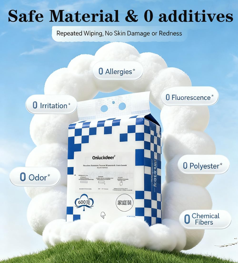 onluckdeer 【Paquete grande】Toallitas faciales desechables, 160 unidades, diseño para colgar, 100% viscosa de base biológica, toallitas faciales ultragruesas, doble textura, toallas faciales de un so