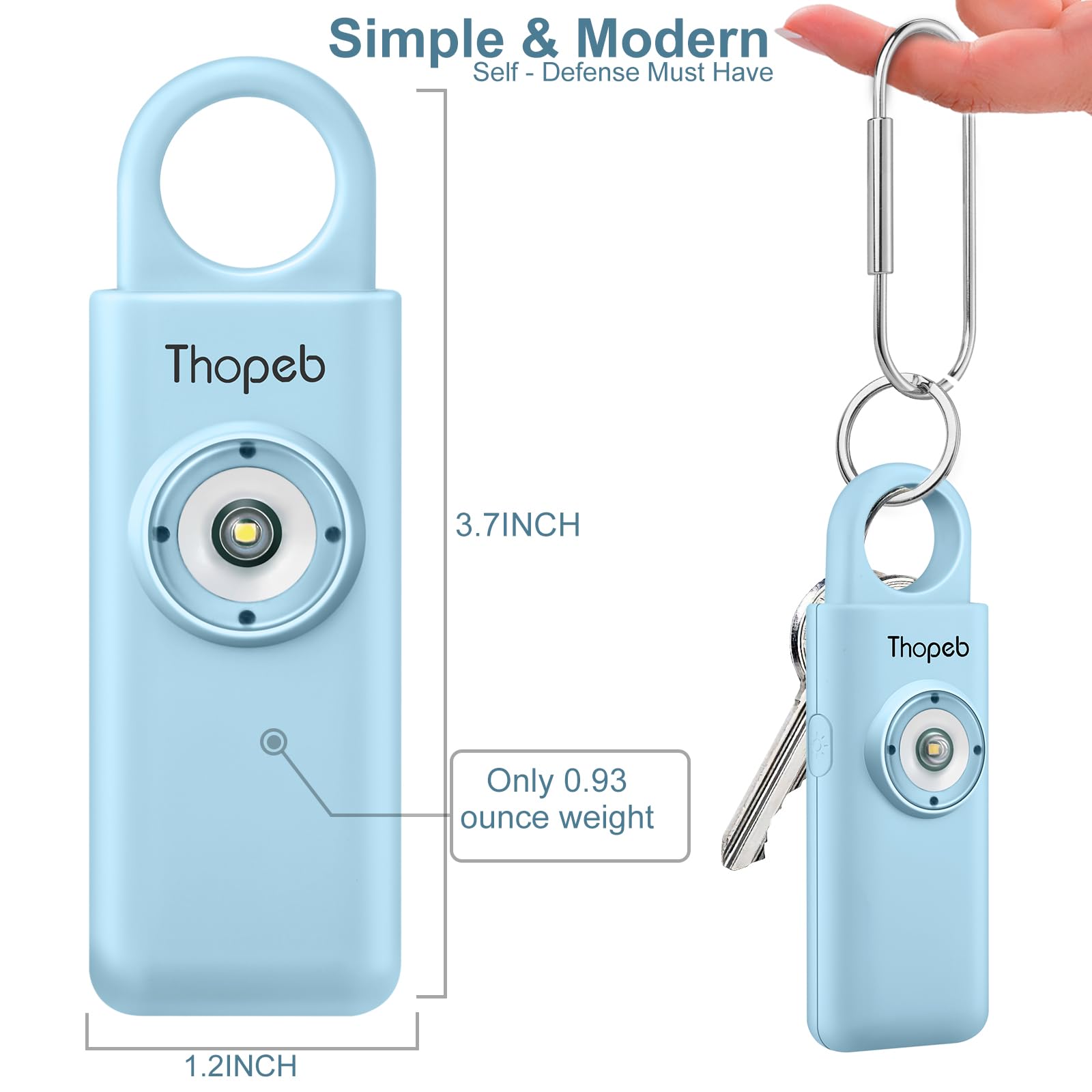 Llavero de Alarma de Seguridad Personal Thopeb Agua Recargable para Mujeres, Hombres, Niños y Ancianos