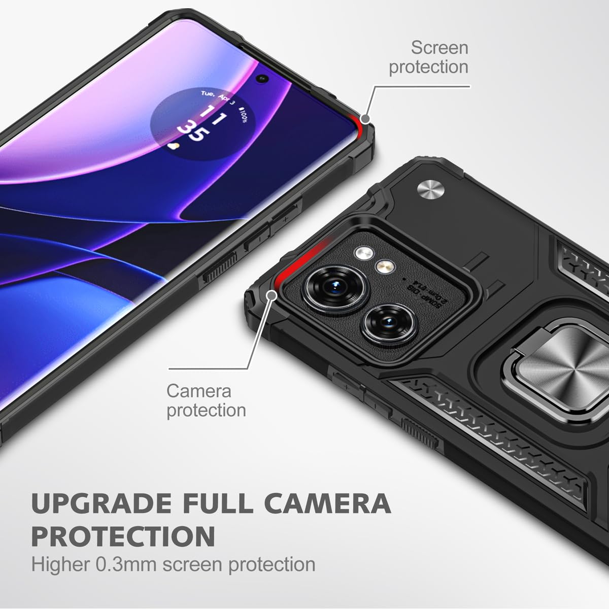 DABUNA Funda para Moto Edge 40 Neo Case Uso Rudo (Negro)