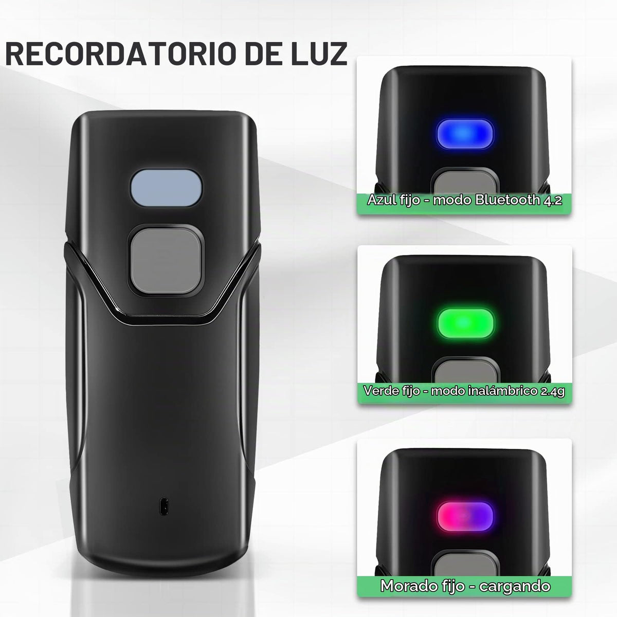 Escáner de Código de Barras JRHC Inalámbrico Bluetooth 1D 2D 3 en 1 Portátil Automático Rápido