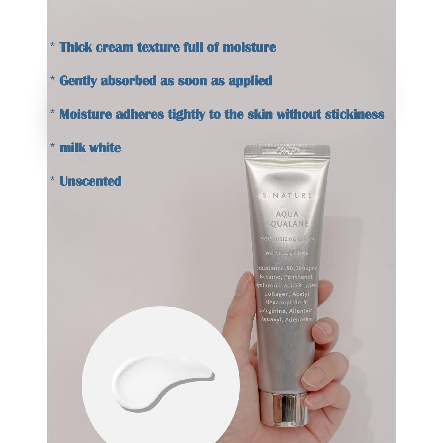 PRIMING WATER- Crema hidratante para todo tipo de piel, para hidratar y calmar, para S.Nature Aqua Squalane Moisturizing C