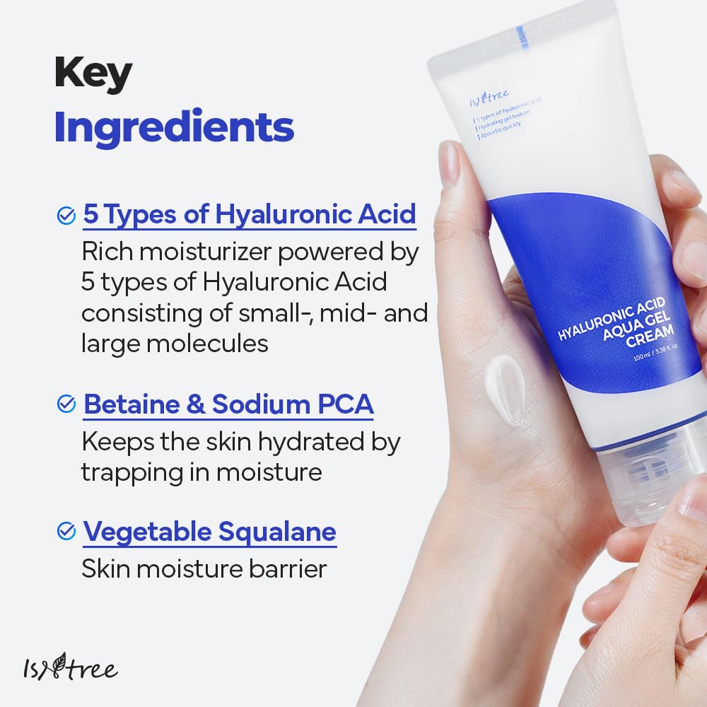 ISNTREE Hyaluronic Acid Aqua Gel Cream 100 ml, Crema Gel Hidratante Facial de Ácido Hialurónico