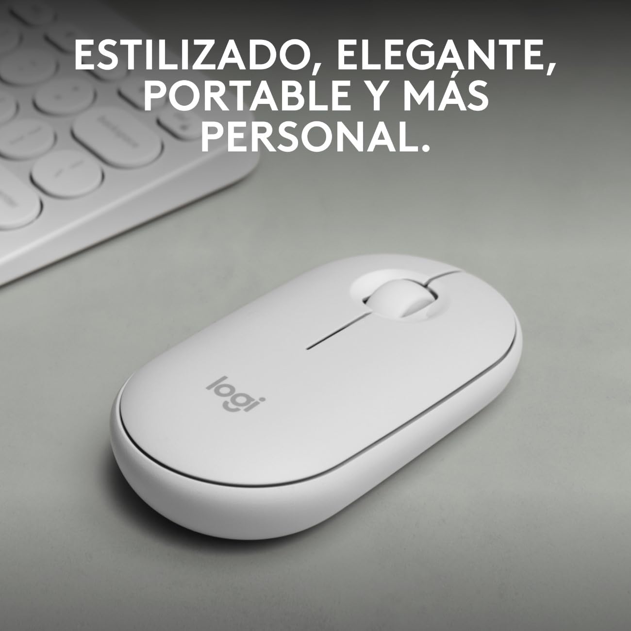 Logitech Pebble Mouse 2 M350s, estilizado Mouse inalámbrico Bluetooth, Ligero, Personalizable, clicks discretos, Easy-Switch, Windows, macOS, iPadOS, Android, ChromeOS - Blanco