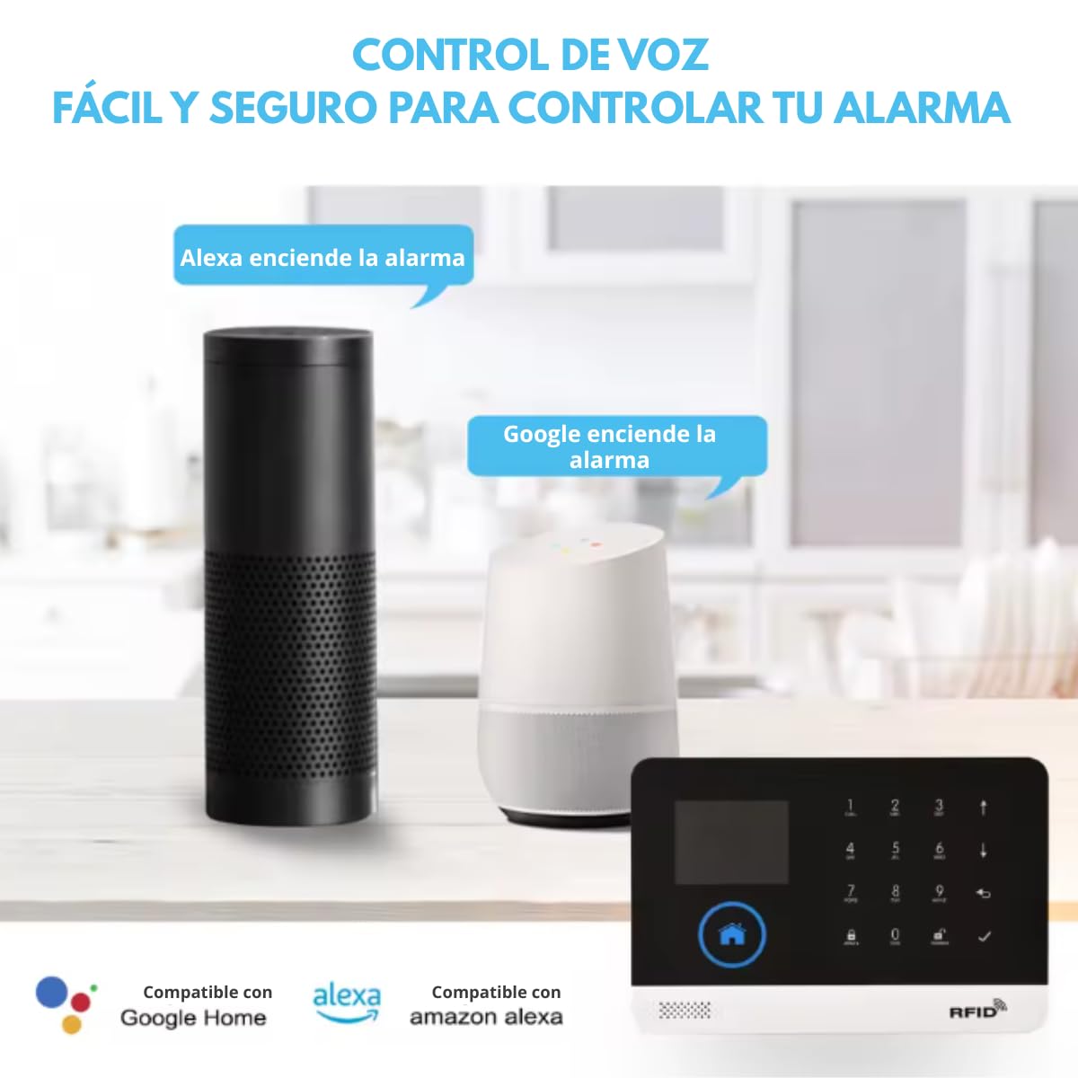 Clicklife - Kit Alarma WiFi Sistema de Seguridad Inalambrica para Casa y Negocio con App Celular, Compatible con Google y Alexa Notificaciones en Tiempo Real (2 Sensores, Control de 100 Zonas)