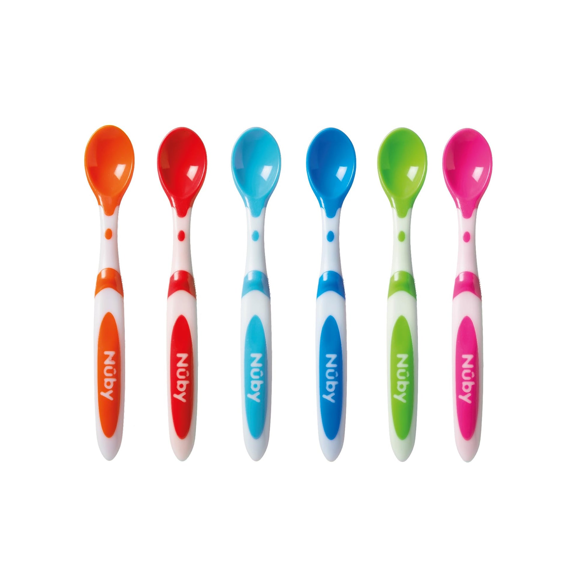 Cucharas de Destete Nuby varios colores Mango Largo 6 Unidades