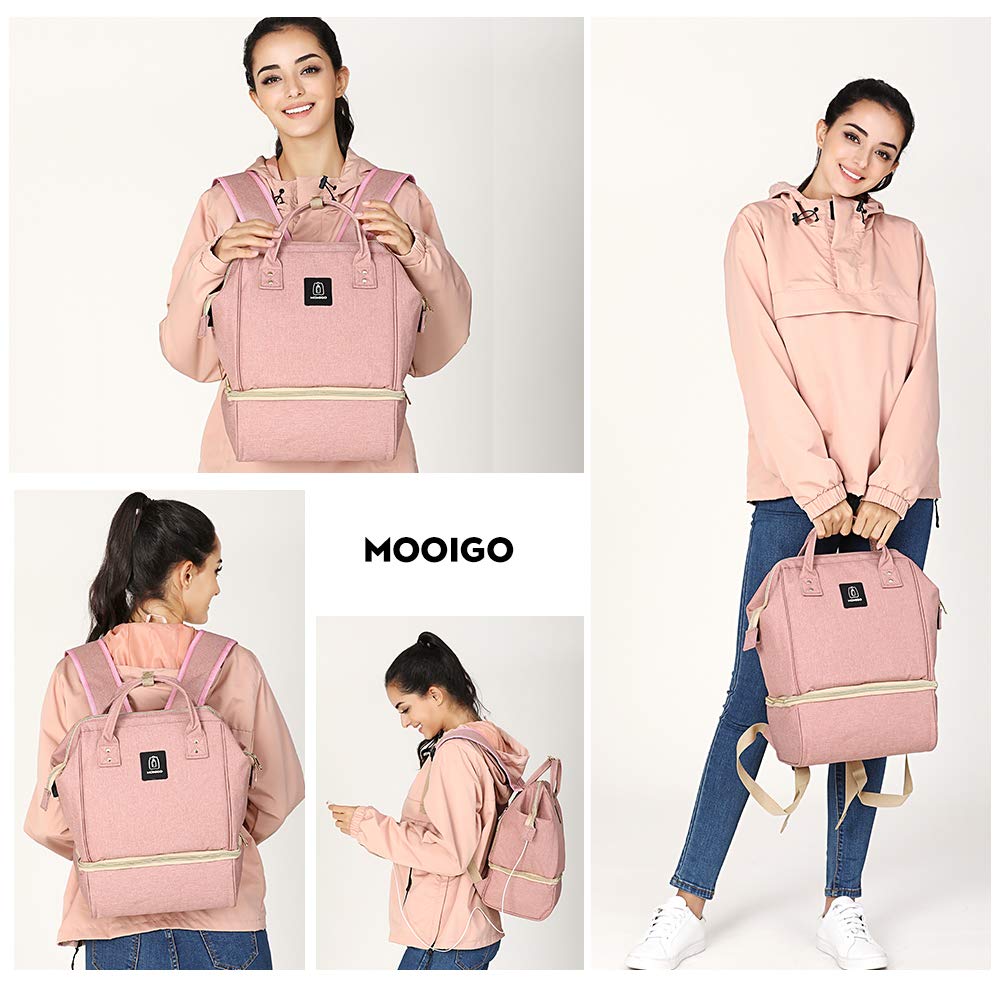 Mochila para sacaleches, doble capa para madre al aire última intervensión, bolsa de trabajo grande, Rosado, Classic